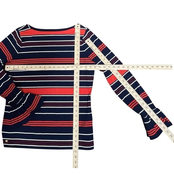Lauren Ralph Lauren Striped Bell-Cuff Top,Red, White, Blue, Size Women’s 1X - Picture 9 of 12